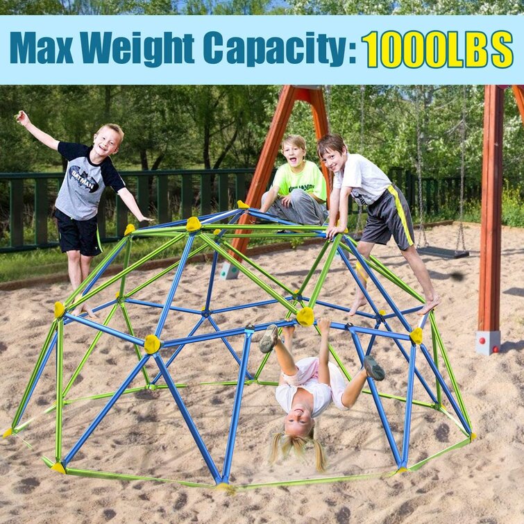 6FT-Red+Yellow Geo Jungle Gym for Indoor & Outdoor Rust & UV Resistant Steel NC Dome Climber Supporting 300LBS Climbing Dome for Kids 3 to 10 Easy Assembly