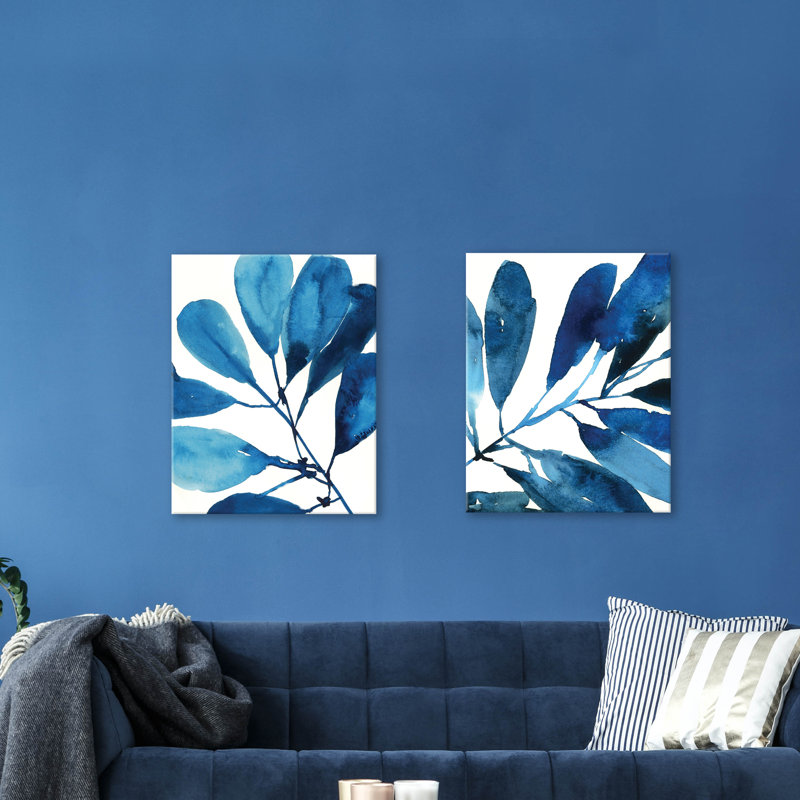 Sapphire Stems I And Ii 2 Piece Watercolor Painting Print Set On