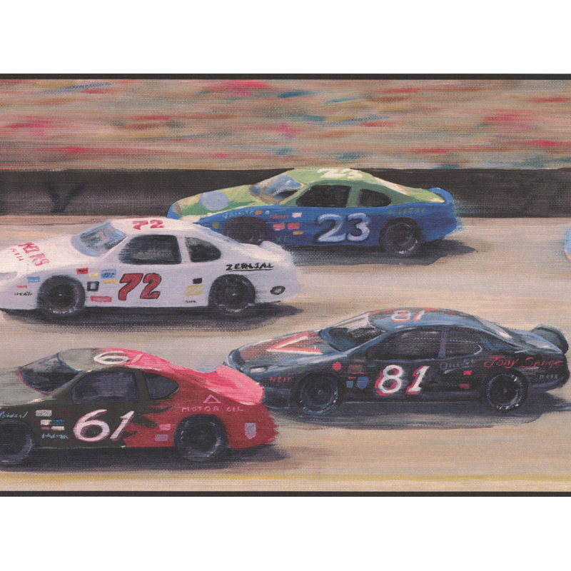 York Wallcoverings Race Track Racing Cars Sports Retro Design 15