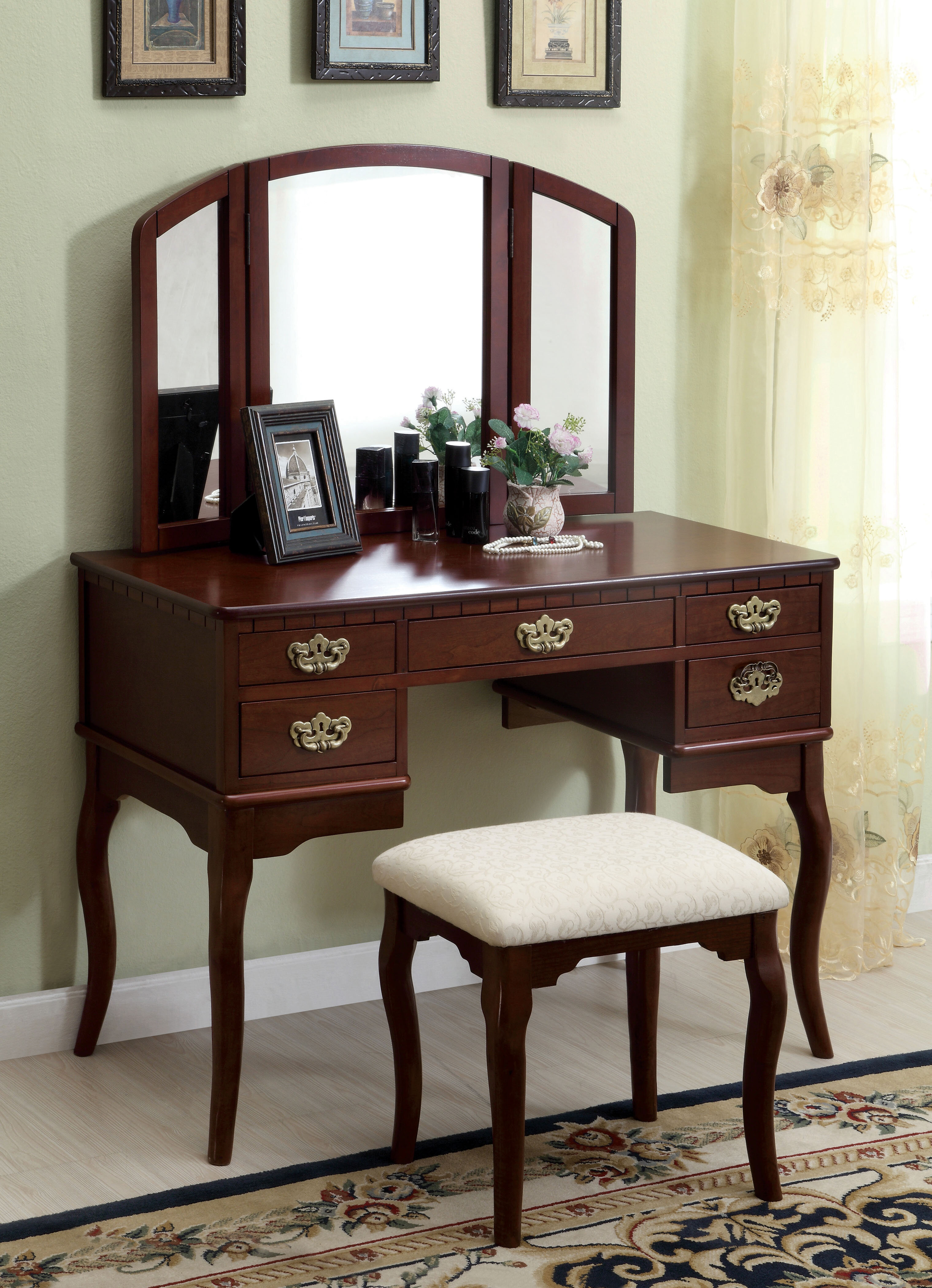 Umstead Vanity Set With Stool And Mirror Reviews Birch Lane