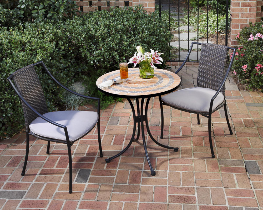 home styles terra cotta 3 piece bistro set with cushions & reviews home styles terra cotta 3 piece bistro set with cushions & reviews