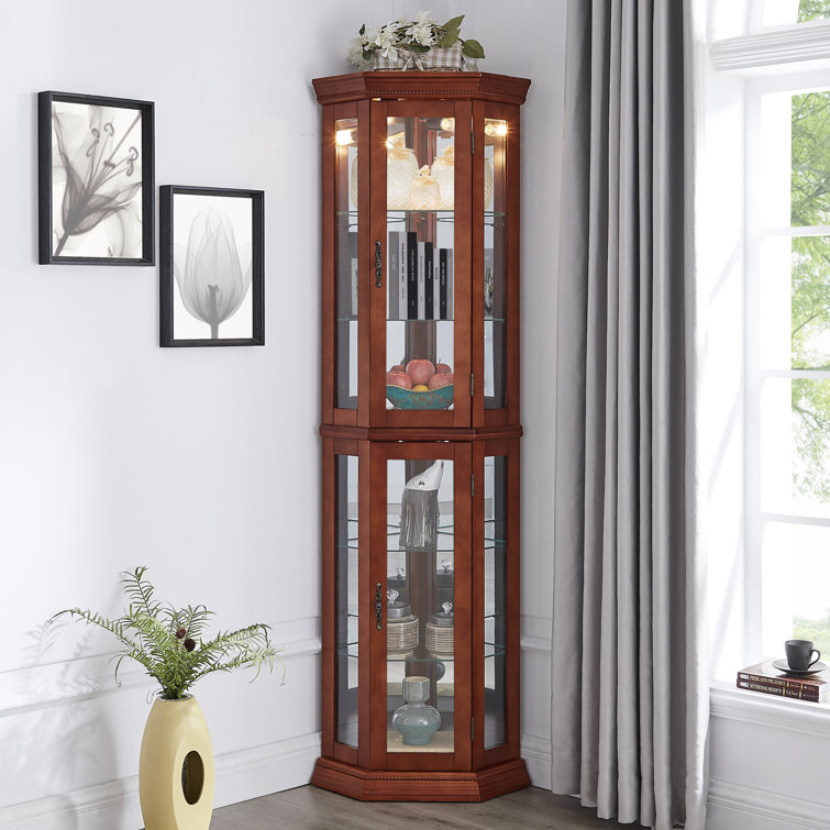 Franklyn corner lighted curio cabinet