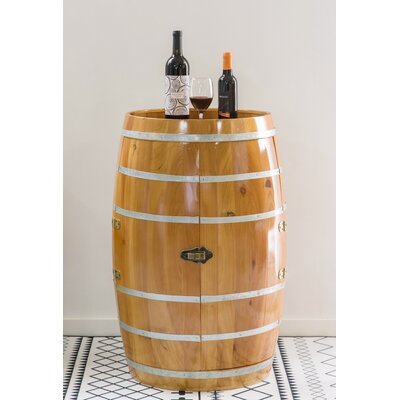 Breakwater Bay Wooden Wine Barrel Shaped Wine Holder, Bar Storage Lockable Storage Cabinet