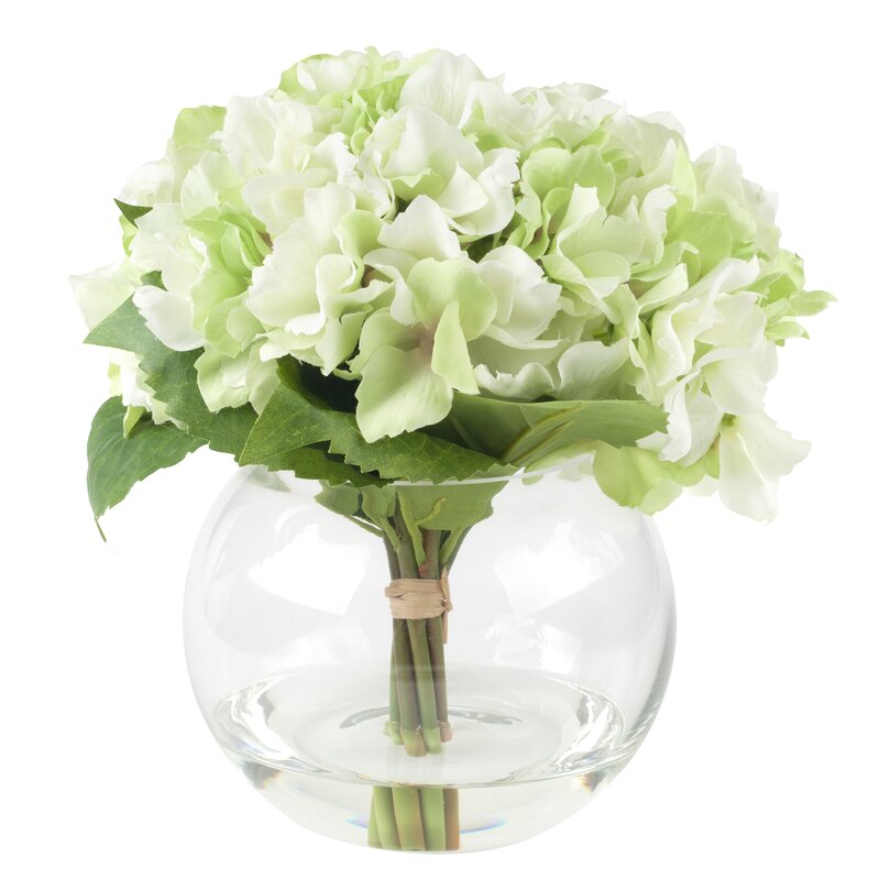 Hydrangea Arrangement in Glass Vase & Reviews | AllModern