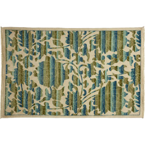 One-of-a-Kind Arts and Crafts Hand-Knotted Ivory Area Rug