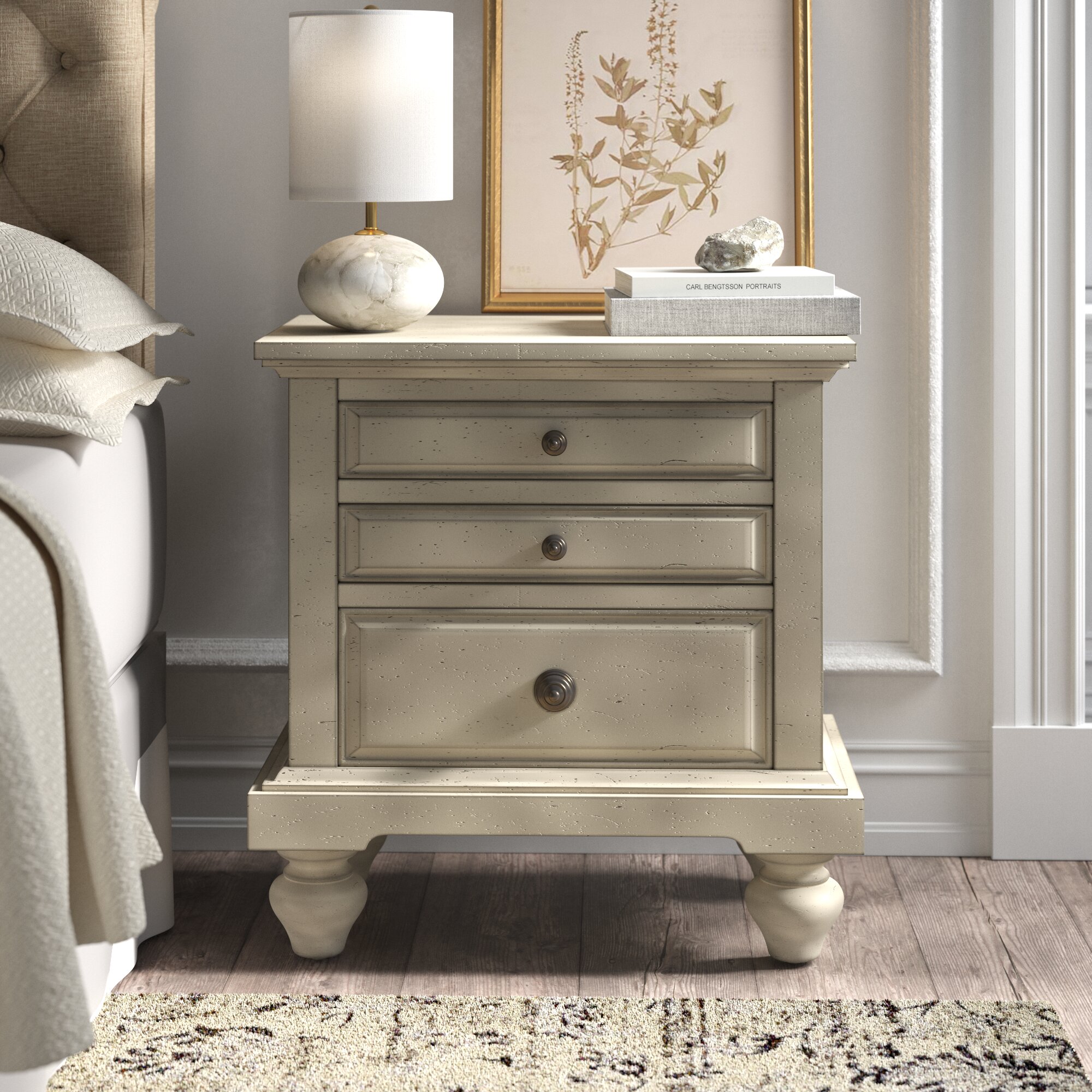 white antique nightstand