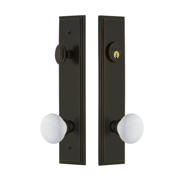 2.375 Grandeur Parthenon Plate with Hyde Park Knob Polished Nickel Passage