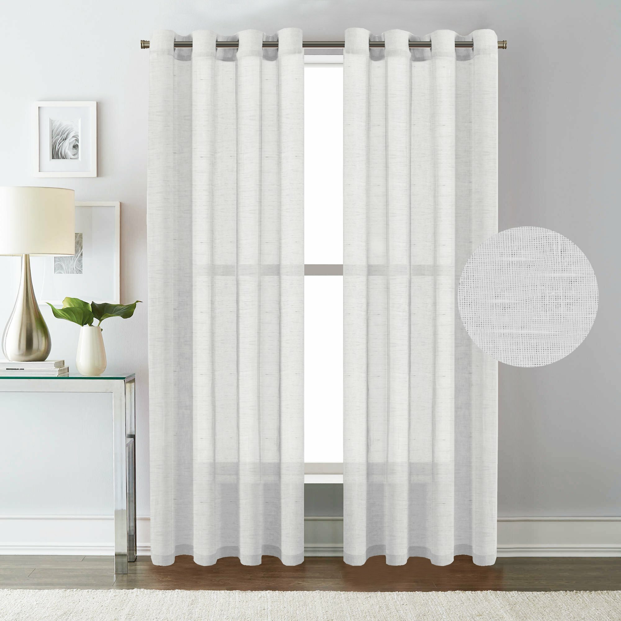 Angeline Breathable Mixed Linen Sheers Nickel Grommet Curtain Panels