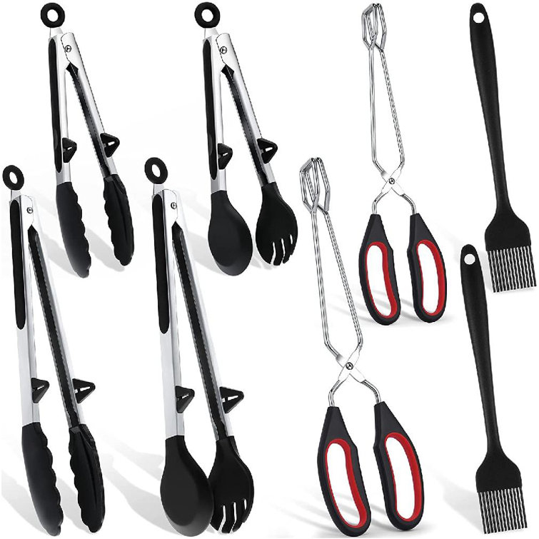 8 Pieces Kitchen Cooking Tongs Utensils Set, 4 Pieces Stainless Steel Food  Tong With Silicone Tip, 2 Pieces Scissor Cooking Tongs Stainless Steel ...