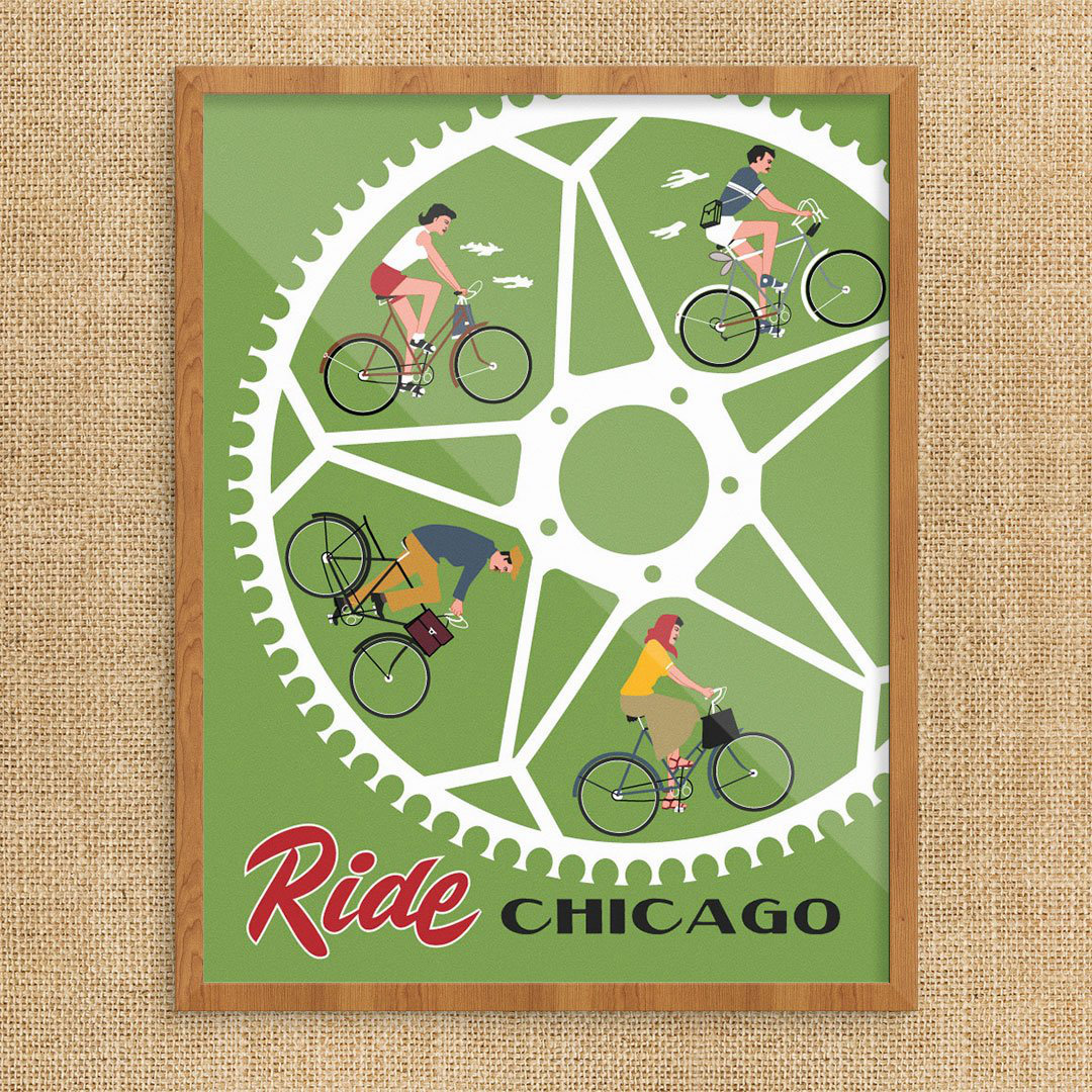 Winston Porter Ride Chicago Bike Wheel Unframed Graphic Art Wayfair