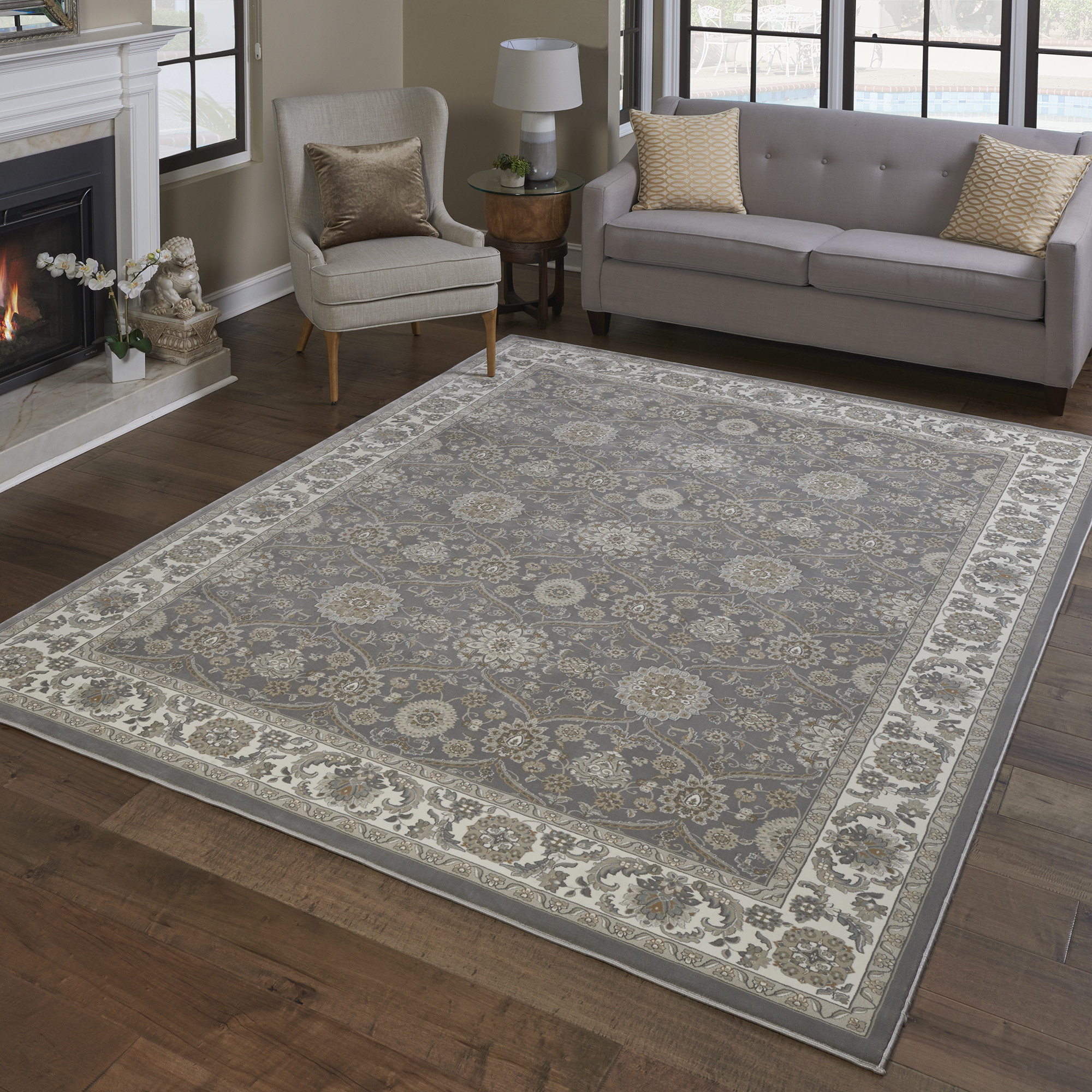 Alcott Hill John Power Loom Dark Gray Silver Rug Wayfair