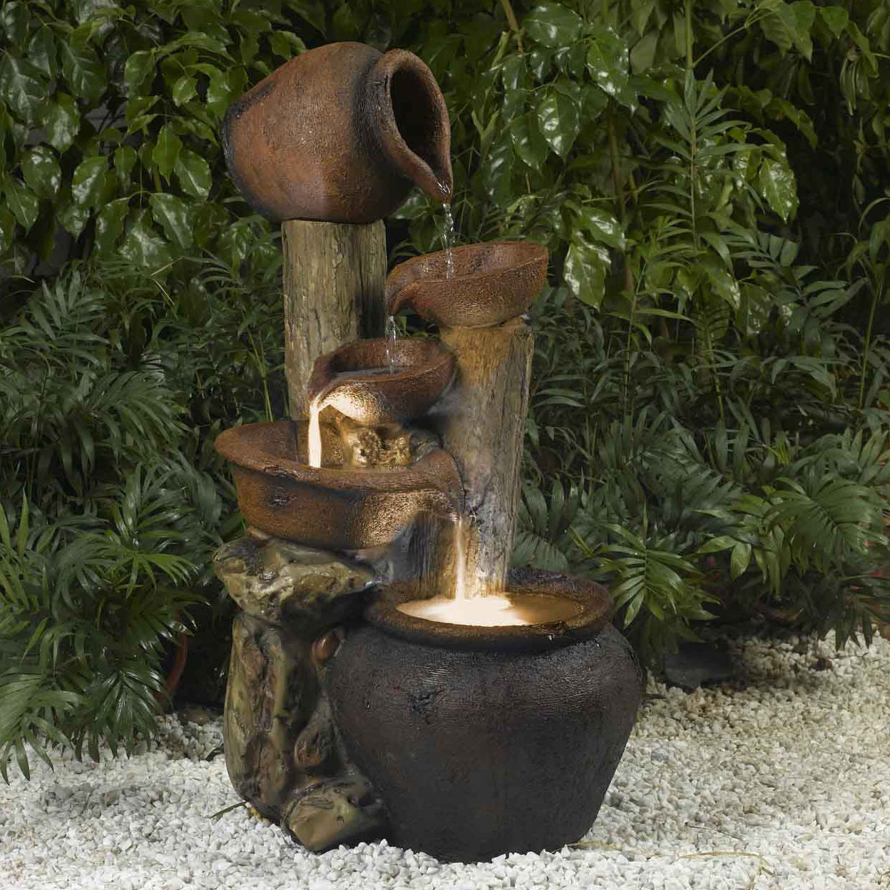 Polyresin /& Fiberglass Tiered Colorful Pots Wall Fountain