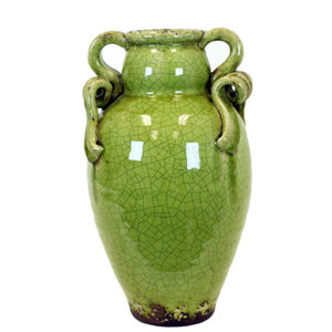 Ceramic Tuscan Vase with 2 handles in Craquelure Gloss