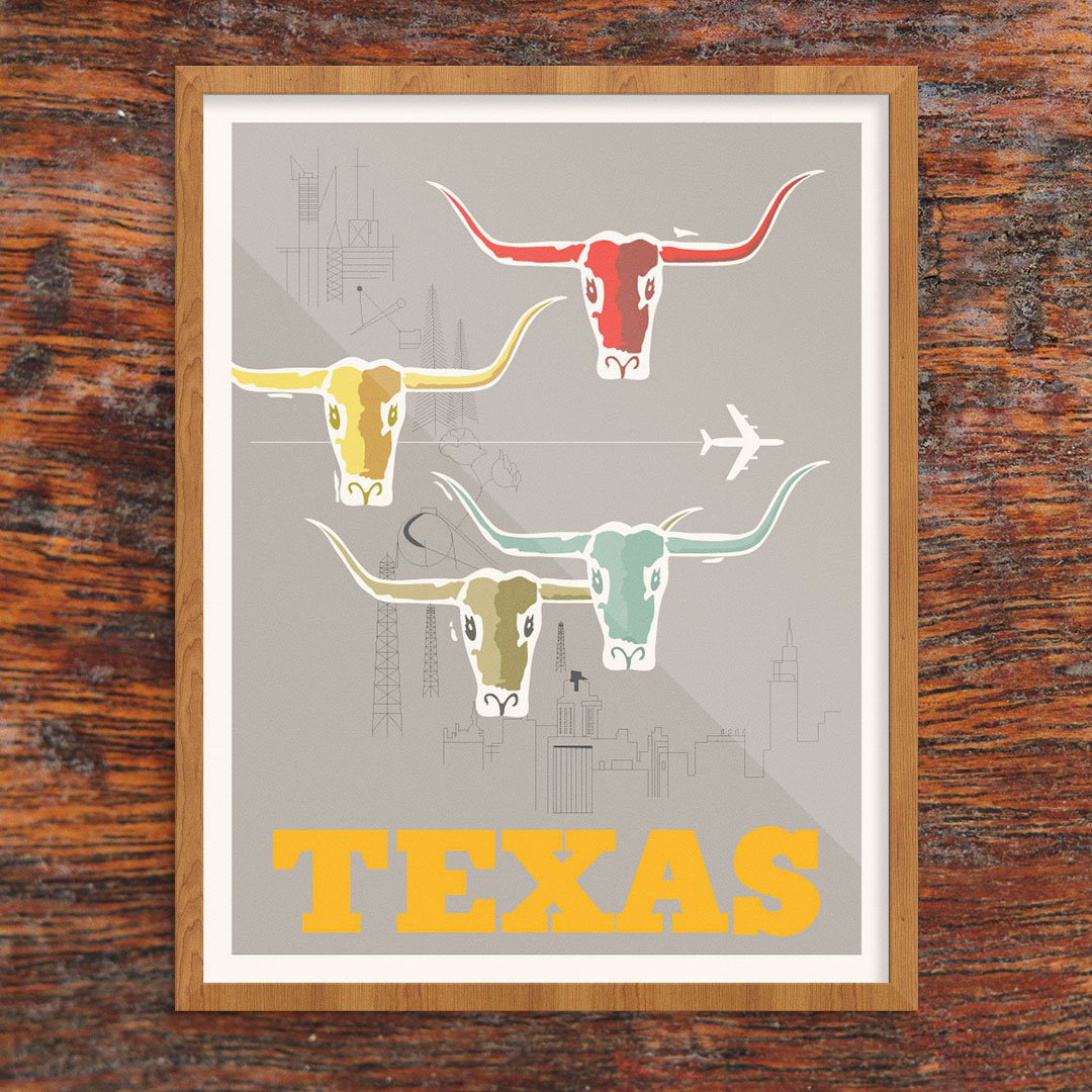 Winston Porter Texas Oil Longhorns Graphic Art Print Wayfair