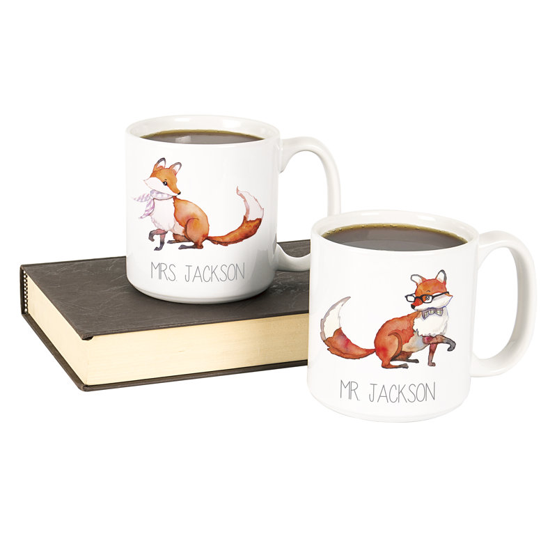 Cathys Concepts Personalized 2 Piece 20 Oz Fox Large Coffee Mug Personalized 2 Piece 20 Oz Fox Large Coffee Mug Set
