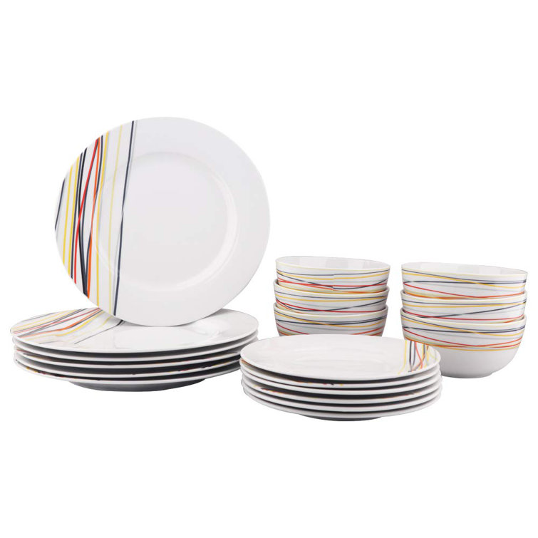 Mingshanancient Basics 18 Piece Kitchen Dinnerware Set Plates Dishes Bowls Service For 6 Warm Beams Wayfair