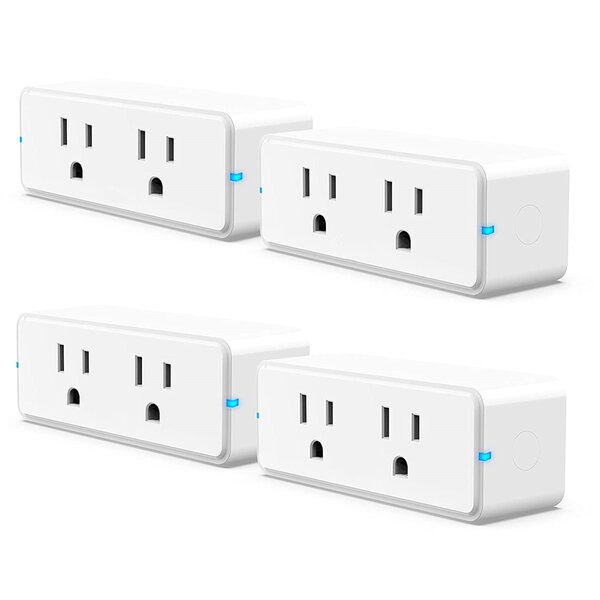 IFTTT & Assistant US Plug Semoic 2 Pack Smart Plug 15A Smart Dual Outlet Sockets with Energy Monitoring Hands-Free Voice Control for Alexa 