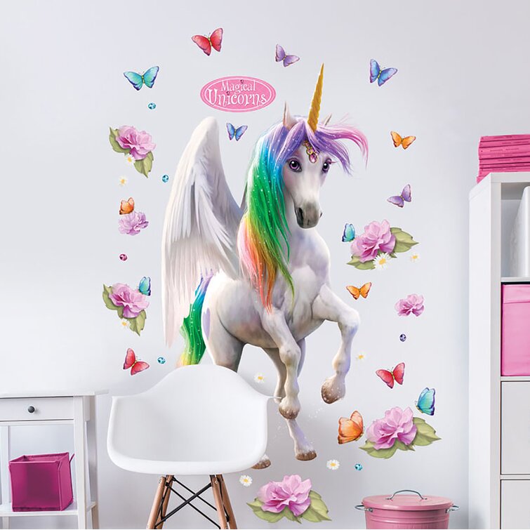 Furniture Wall Self Adhesive Stickers Cut Stick Clear White Rainbow Unicorn Arts