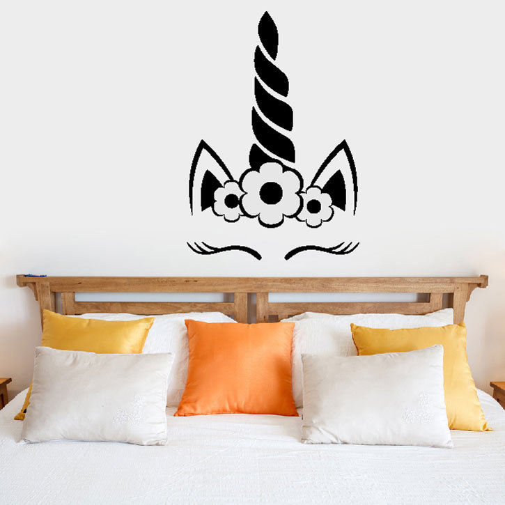 Zoomie Kids Hoglund Unicorn Face Sleeping Vinyl Wall Decal Wayfair