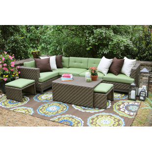 Hampton Bay Outdoor Furniture Wayfair Hampton 8 Piece Wicker Rattan Sunbrella Sectional Set With Cushions
