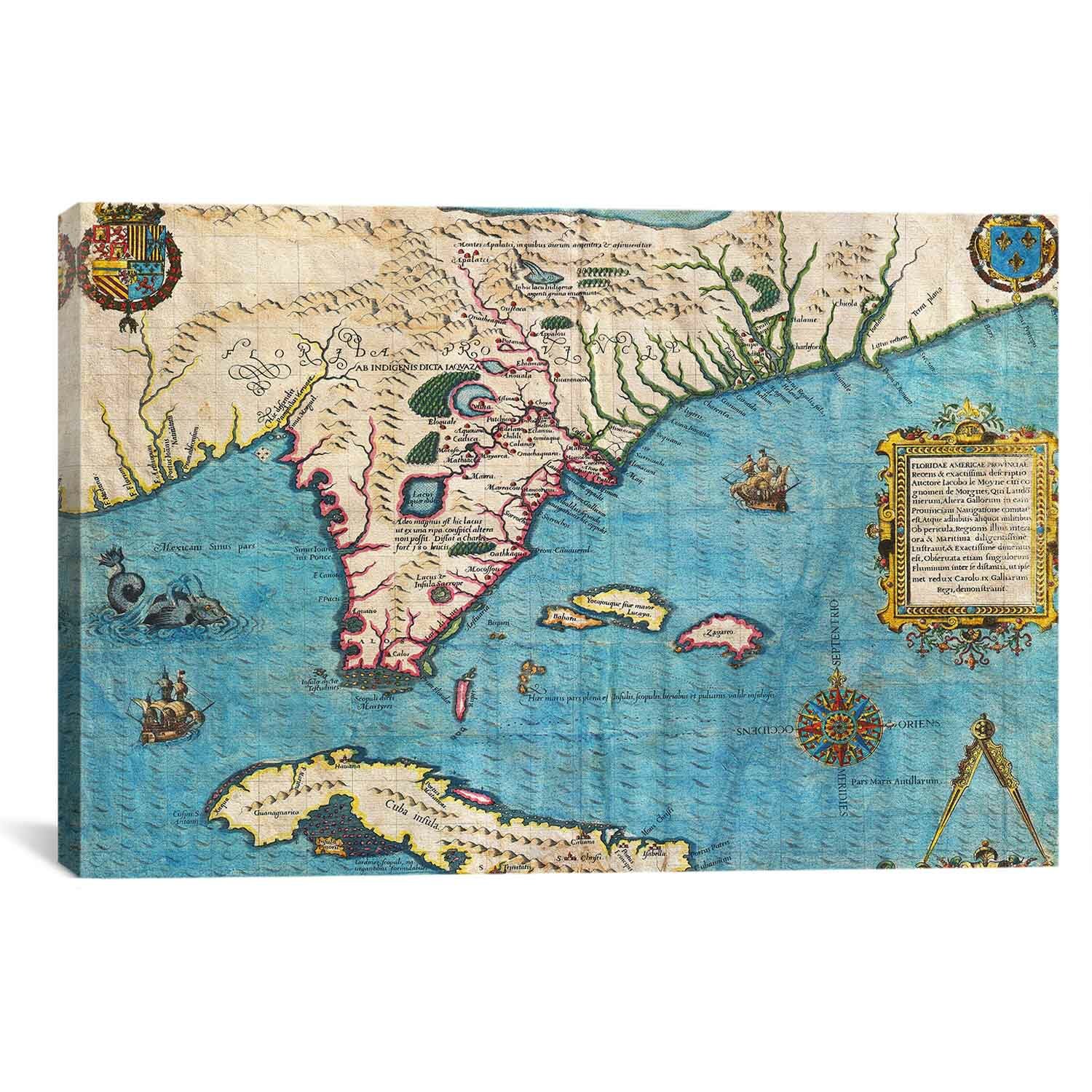 Fleur De Lis Living Antique Maps Print on Canvas | Wayfair