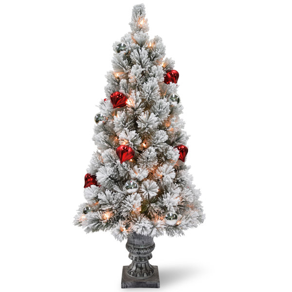astoria grand snowy bristle tabletop 3 green pine artificial christmas tree with 50 clearwhite lights with red and silver ornaments urn and timer - Christmas Tree With White Lights And Red Decorations astoria grand snowy bristle tabletop 3 green pine artificial christmas tree with 50 clearwhite lights with red and silver ornaments urn and timer - Christmas Tree With White Lights And Red Decorations