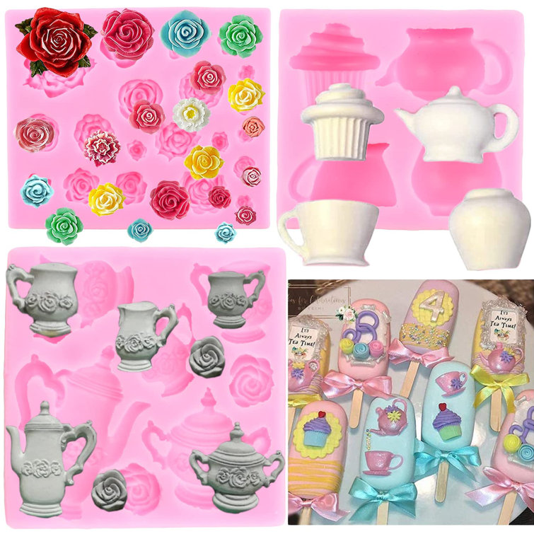 3D TEA CUP AND SAUCER mold Chocolate Candy molds party coffee cups tea 