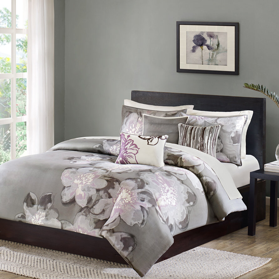 gray purple duvet cover