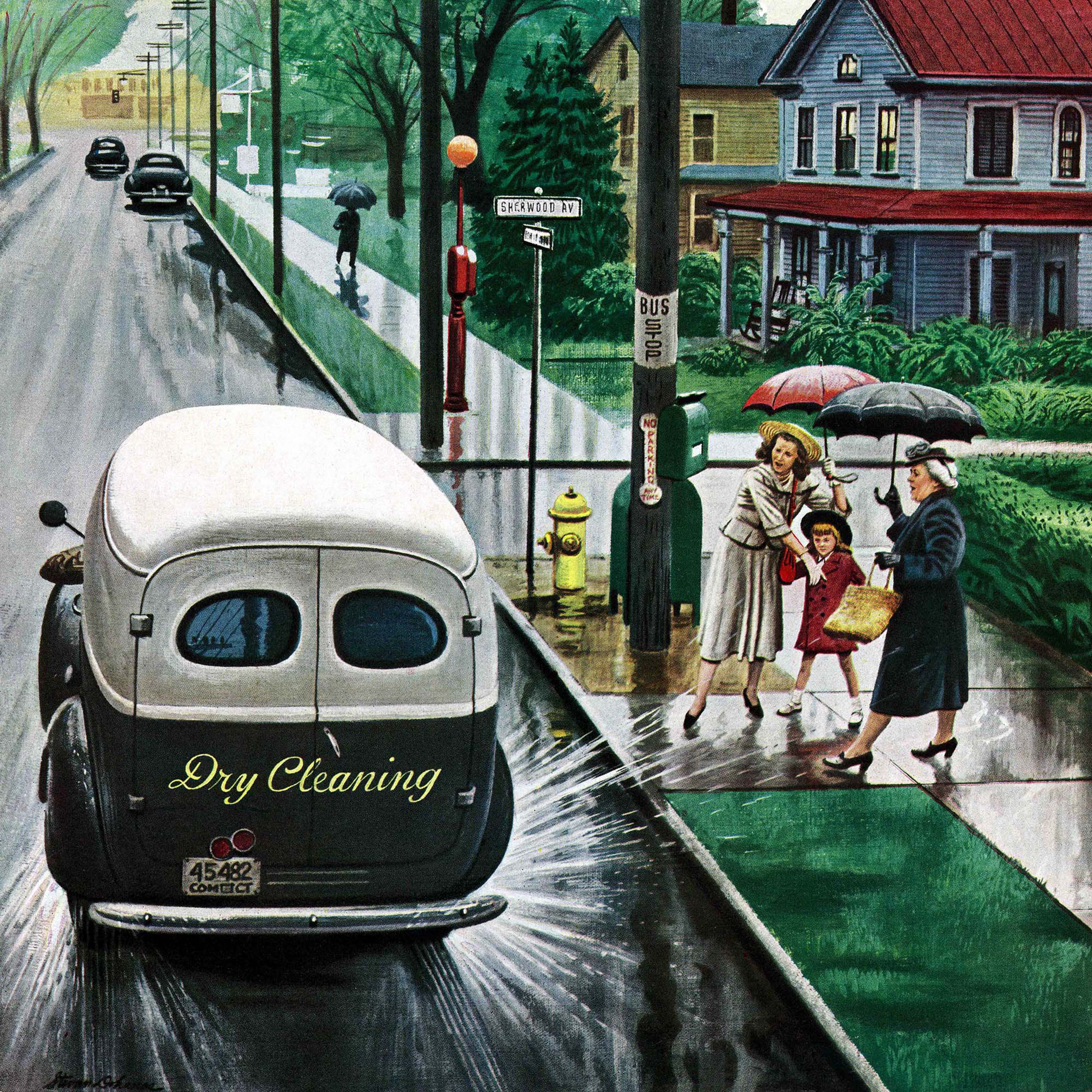 Marmont Hill Muddied By Dry Cleaning Truck By Stevan Dohanos Painting Print On Wrapped Canvas Wayfair