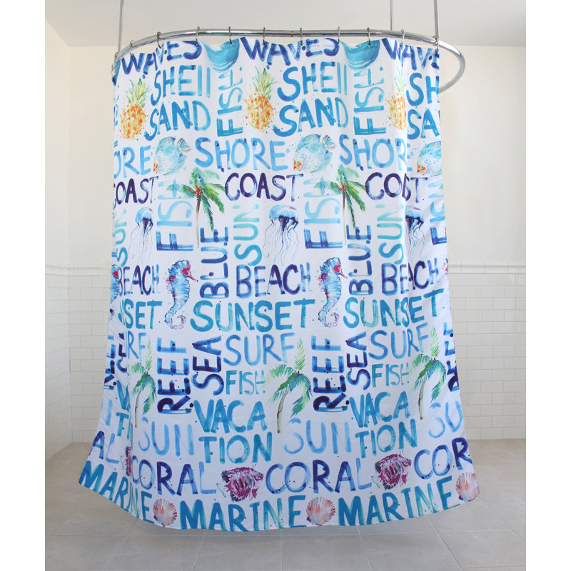 Rosecliff Heights Leitha Coastal Fabric Single Shower Curtain