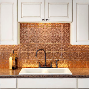 L And Stick Backsplash Tile You Ll Love Traditional 18 25 X 24 Pvc Backsplash Panel Kit In Polished Copper