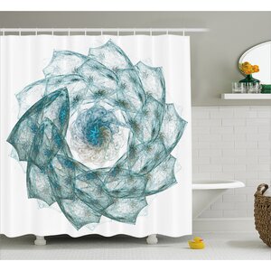 Teal Exquisite Flower Shaped Shower Curtain
