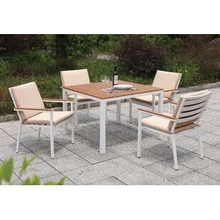 Lacey Square 4 - Person 40.125'' Long Aluminum Dining Set with Cushions by Rosecliff Heights