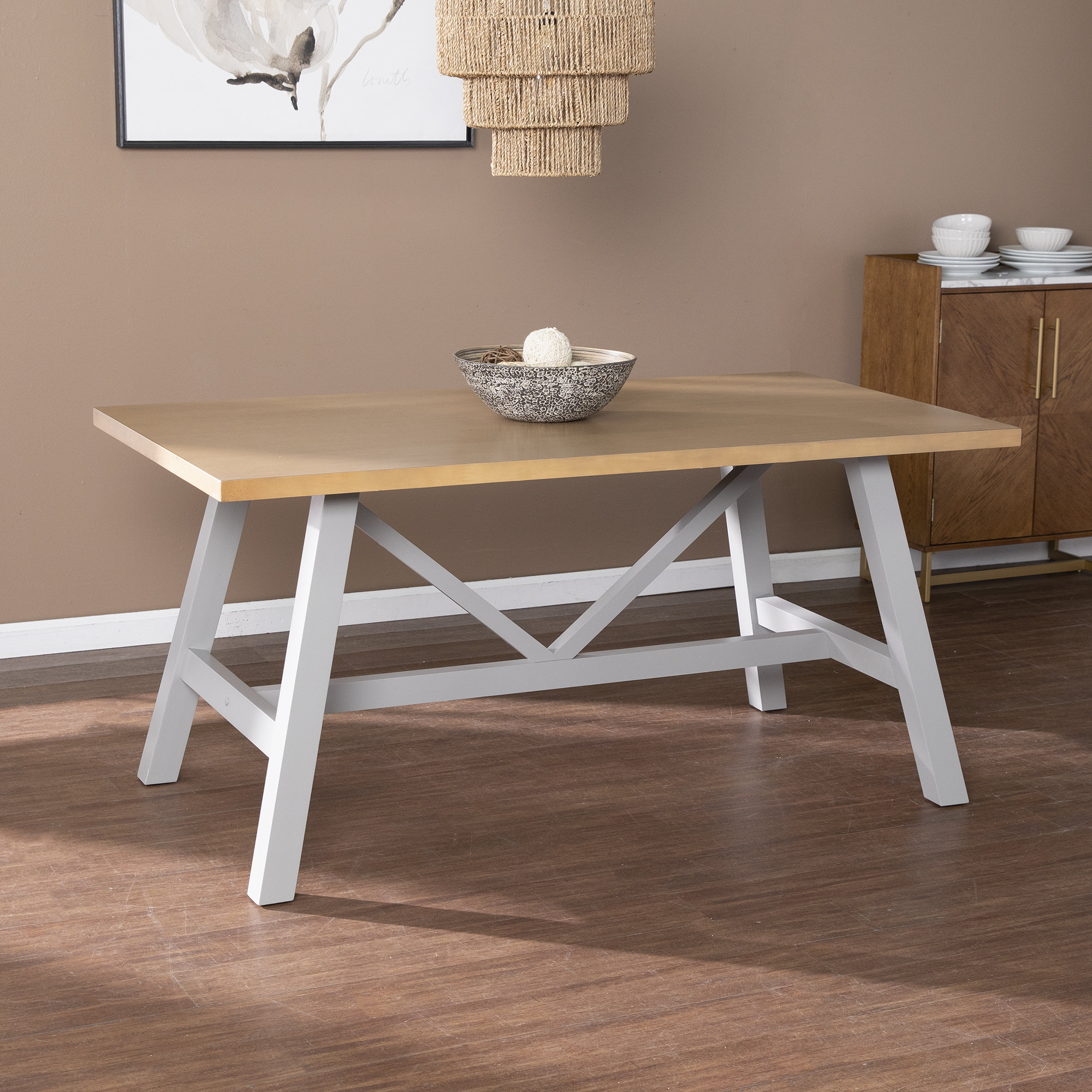 Gracie Oaks Hambleden 63.25'' Trestle Dining Table Wayfair