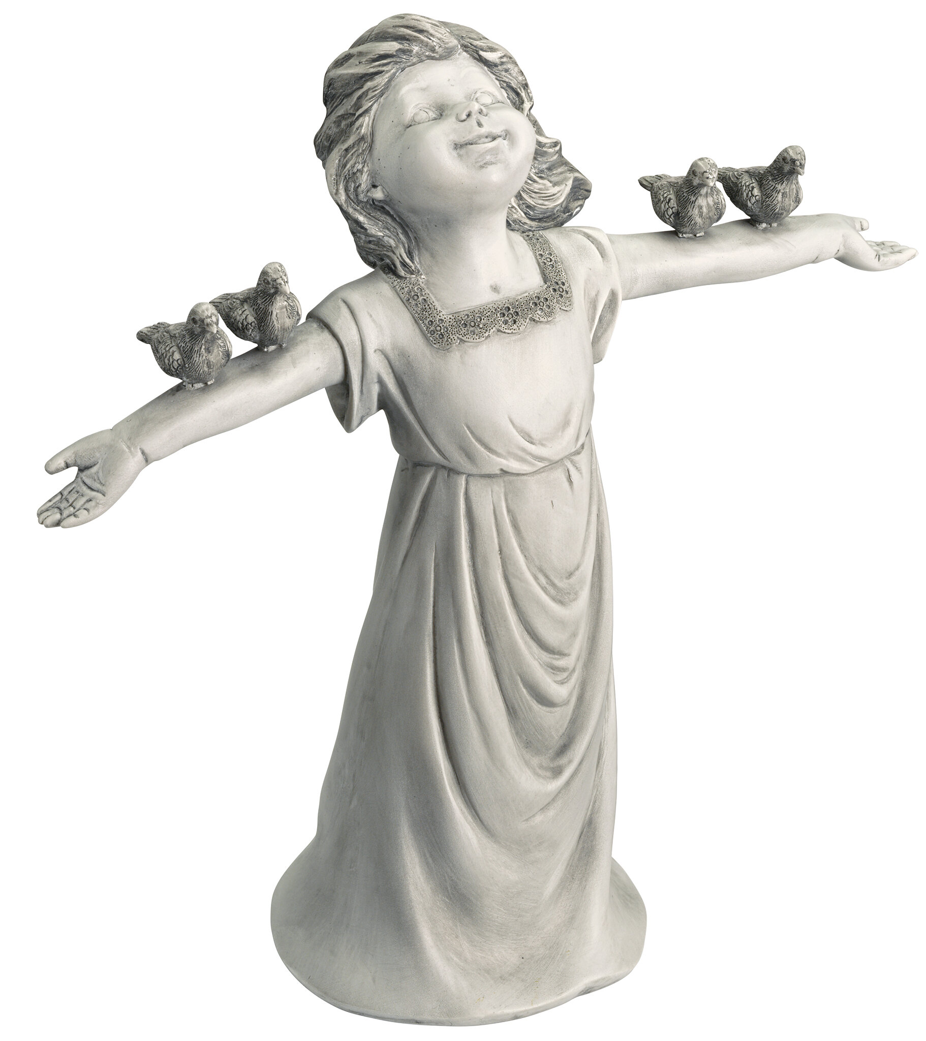 Medium Design Toscano NG34012 Basking in Gods Glory Little Girl Outdoor Garden Statue 18 Inch Two Tone Stone 