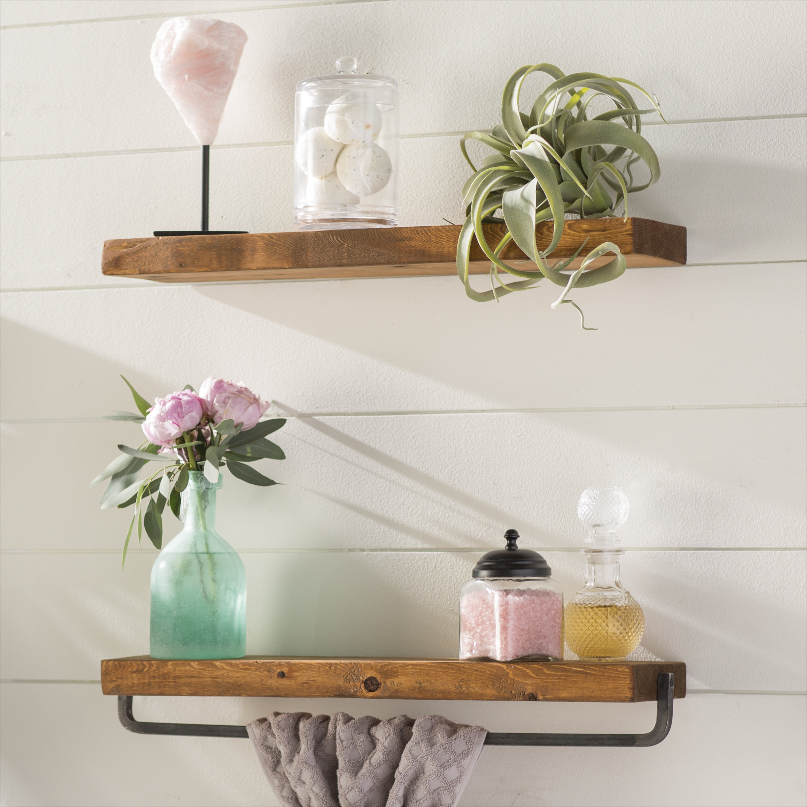Fashion Modern Art White Wooden Wall Shelf Display Hanging Rack Storage NH
