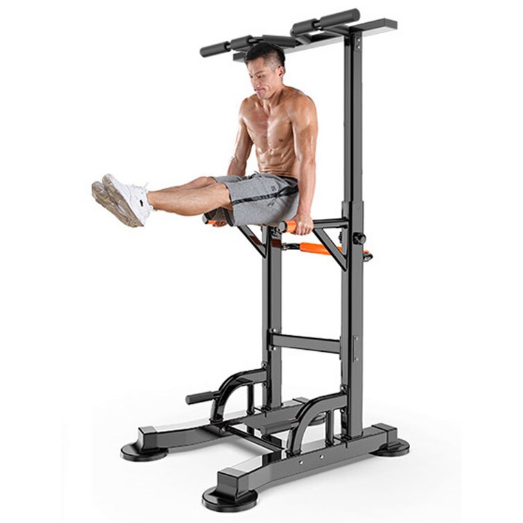 Power Tower Dip Station Adjustable Pull Up Bar Strength Training Exercise Home Q 