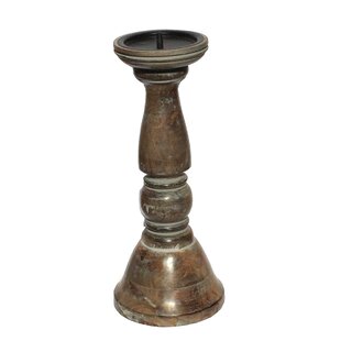 grey wooden candlesticks