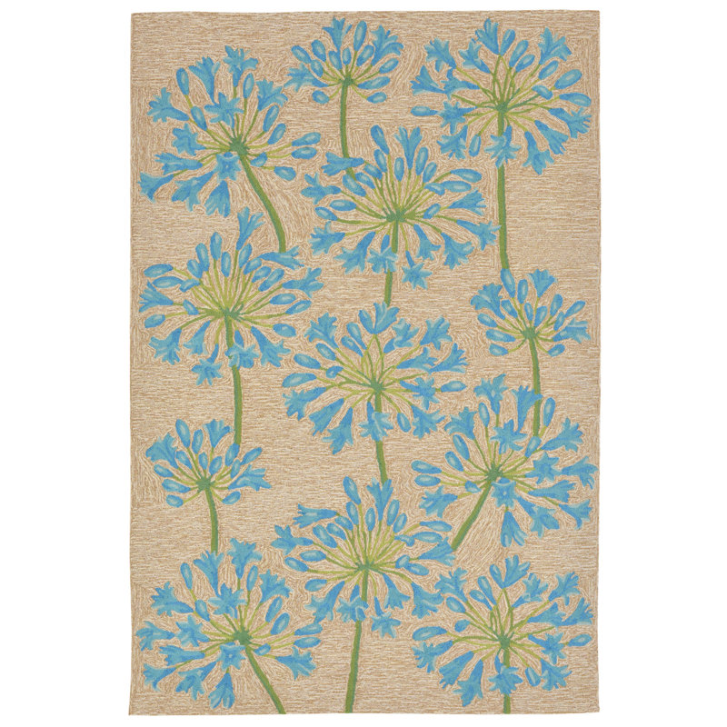August Grove Dazey Lily Hand Tufted Beige Blue Indoor Outdoor Area Rug Reviews Wayfair