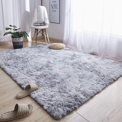 Antonije Tie Dye Shag Area Rug in Gray