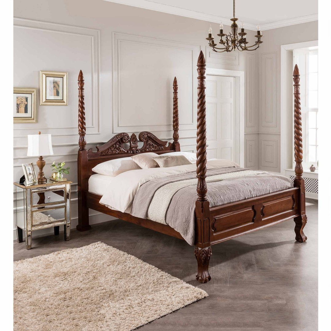 Barley Twist Mahogany Four Poster Antique French Style Bed (