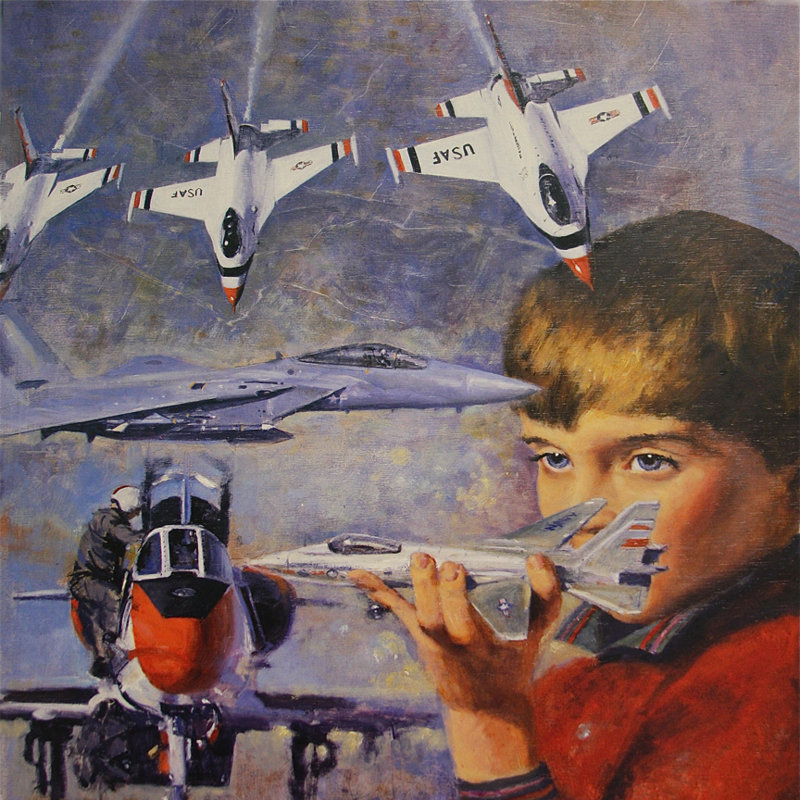 Buy Art For Less Dreaming To Fly Planes Oil Painting Print On
