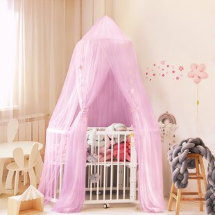 LUXURY BABY CANOPY HOLDER FOR COT/ COT BED PINK DRAPE