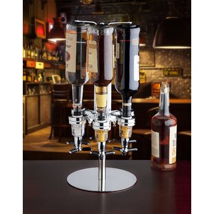 SQER Drinking Pourer Wall-Mounted 4-Station Drinks Dispenser Rack Spring-Loaded Bottle Holder Leak-proof for Wine Juice Cocktail 