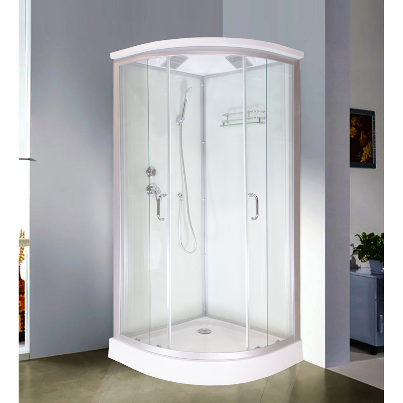 Royal Home Showers 32 X 86 Round Sliding Shower Enclosure With Base Included Reviews Wayfair