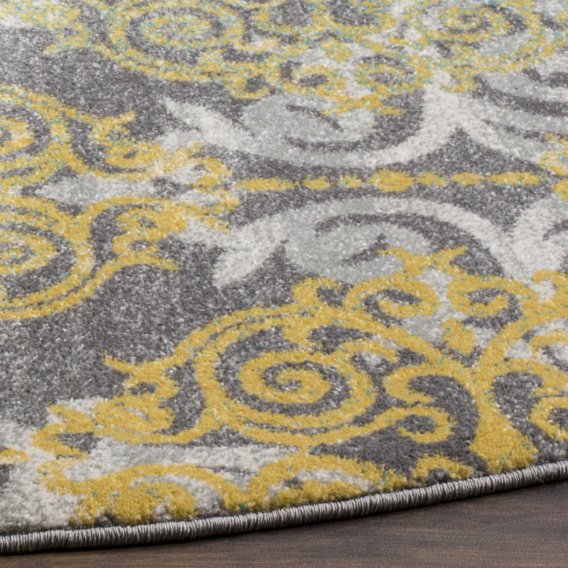 Mistana Elson Damask Gray Yellow Area Rug Reviews Wayfair