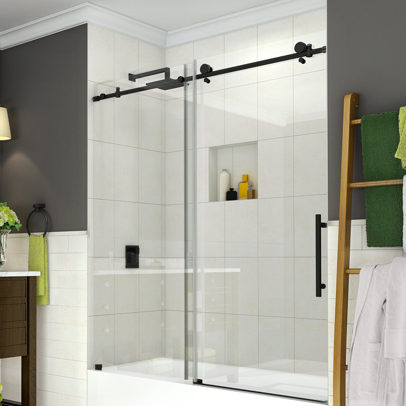 Aston Coraline 60 X 60 Single Sliding Frameless Tub Door Reviews Wayfair