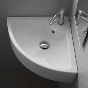 Corner Bathroom Sinks You Ll Love Wayfair 18 5 Corner Bathroom Sink With Overflow