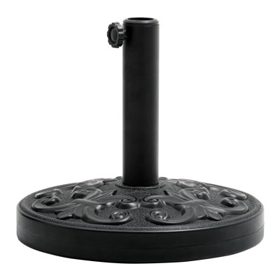 30lbs Heavy Duty Patio Market Umbrella Base, Round Cement Umbrella Stand For Outdoor, Deck, Lawn, Garden, Flower Decorative Pattern (black)