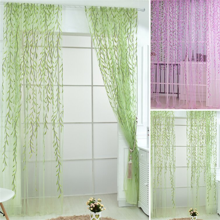 Colorful Tree Voile Curtains Drape Panel Door Window Sheer Scarf Valance Net 